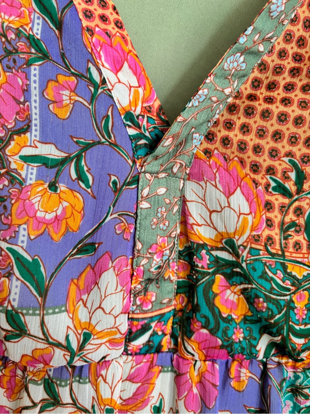 Chloe+Rene Patchwork Floral Tiered Long-Sleeve Dress - Picture 4 of 10